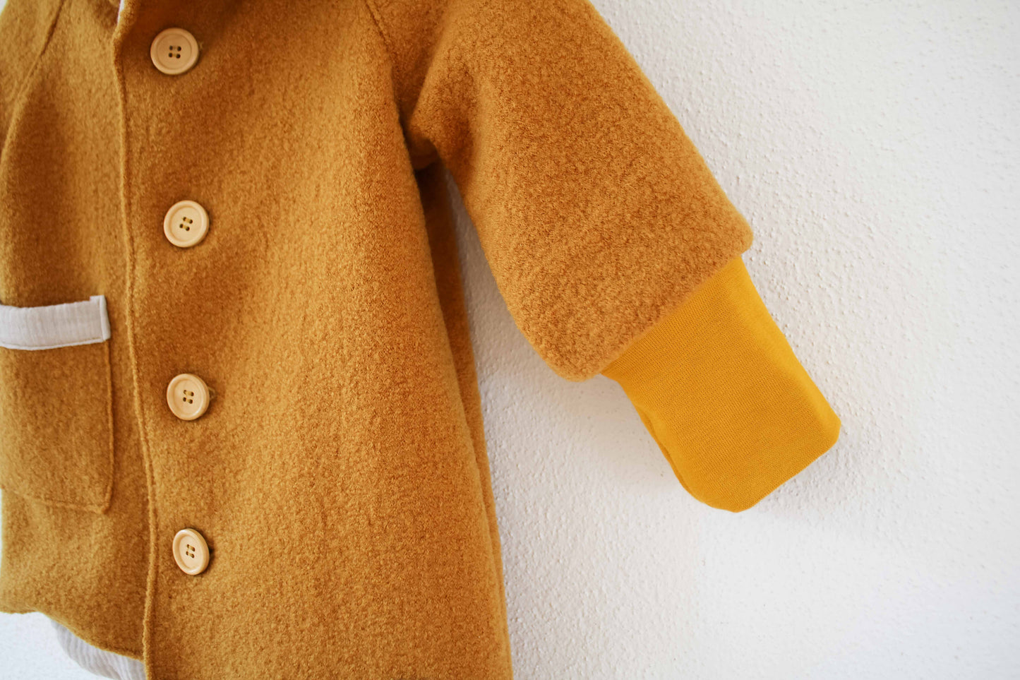 Wollwalk Jacke (Senf) mit Musselinfutter