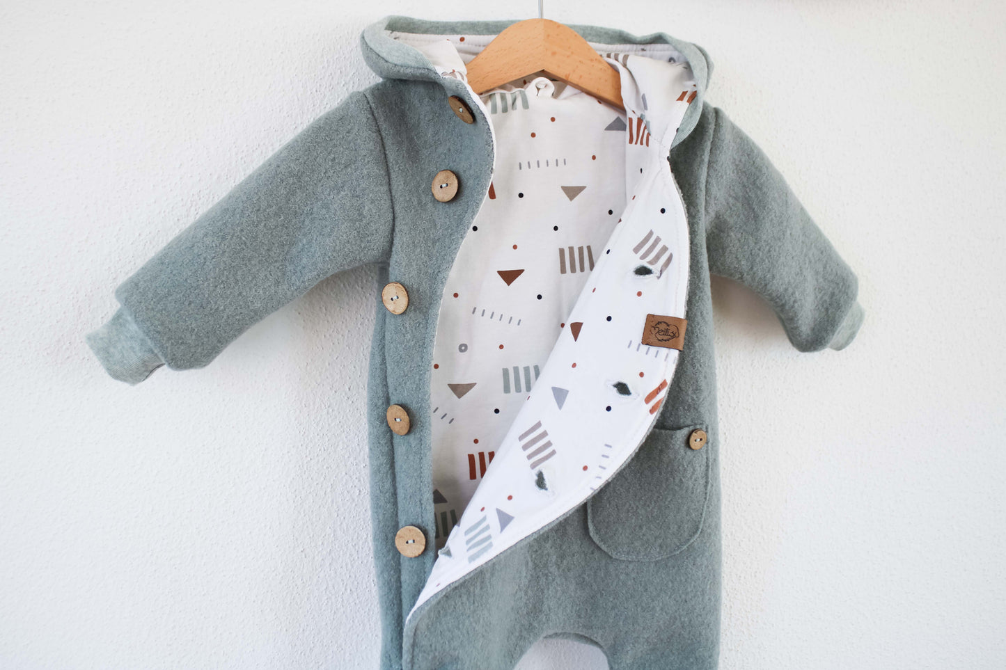 Wollwalk Overall "Geo" (Mint) mit Jerseyfutter