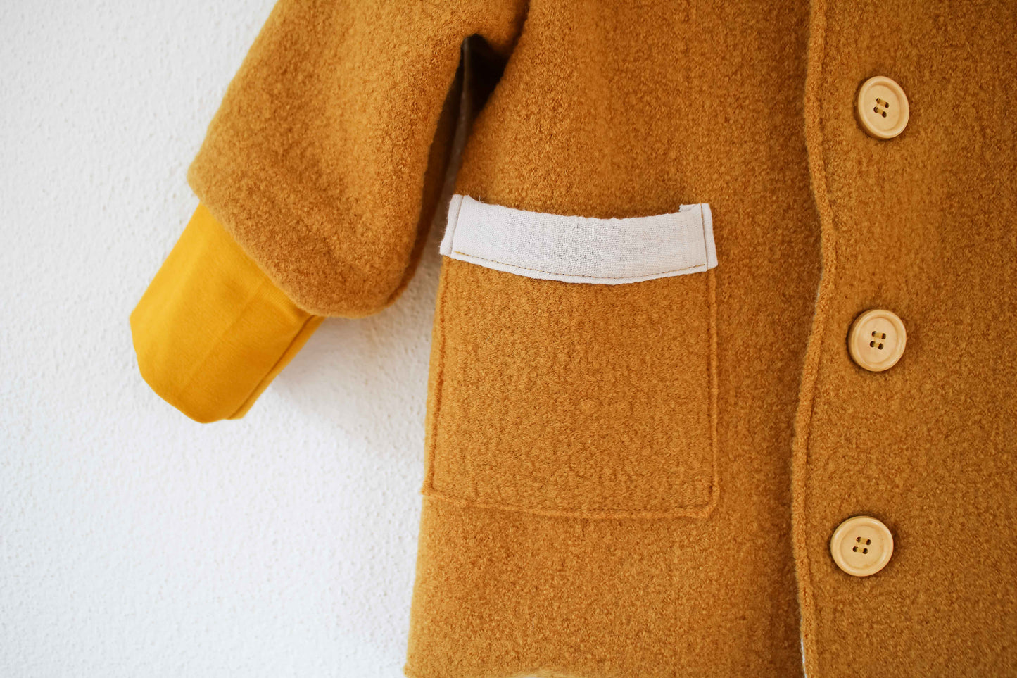 Wollwalk Jacke (Senf) mit Musselinfutter
