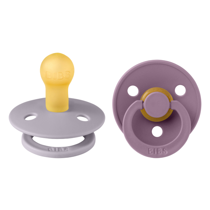 BIBS Schnuller 1 "Colour-Naturkautschuk" (Fossil & Grey Mauve) im Set