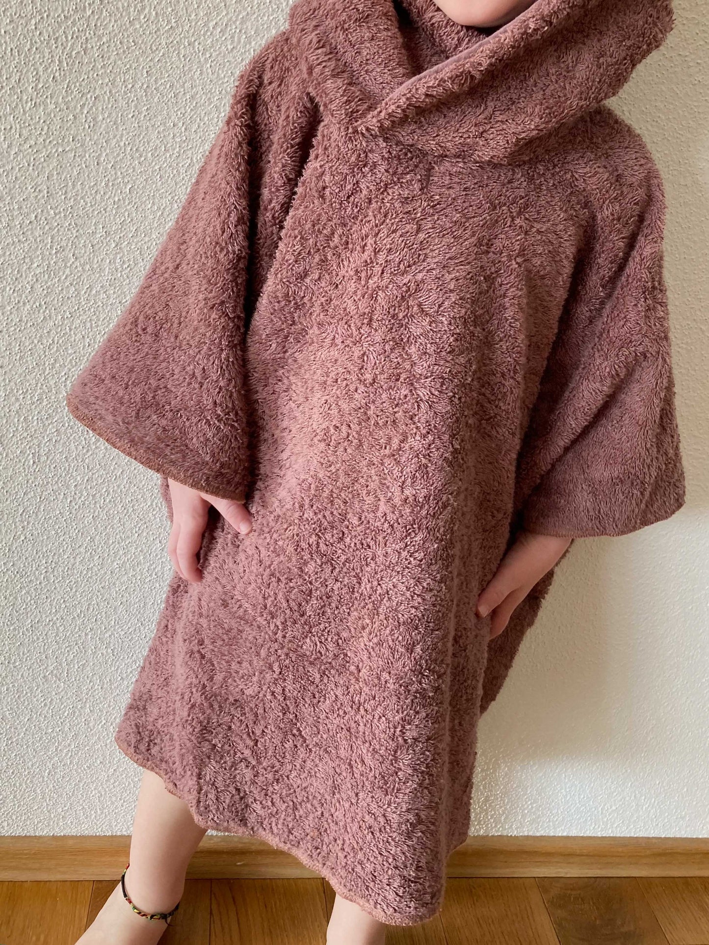 Badeponcho mit Kapuze - Baby & Kind "Frottee" (Mint/Mauve)