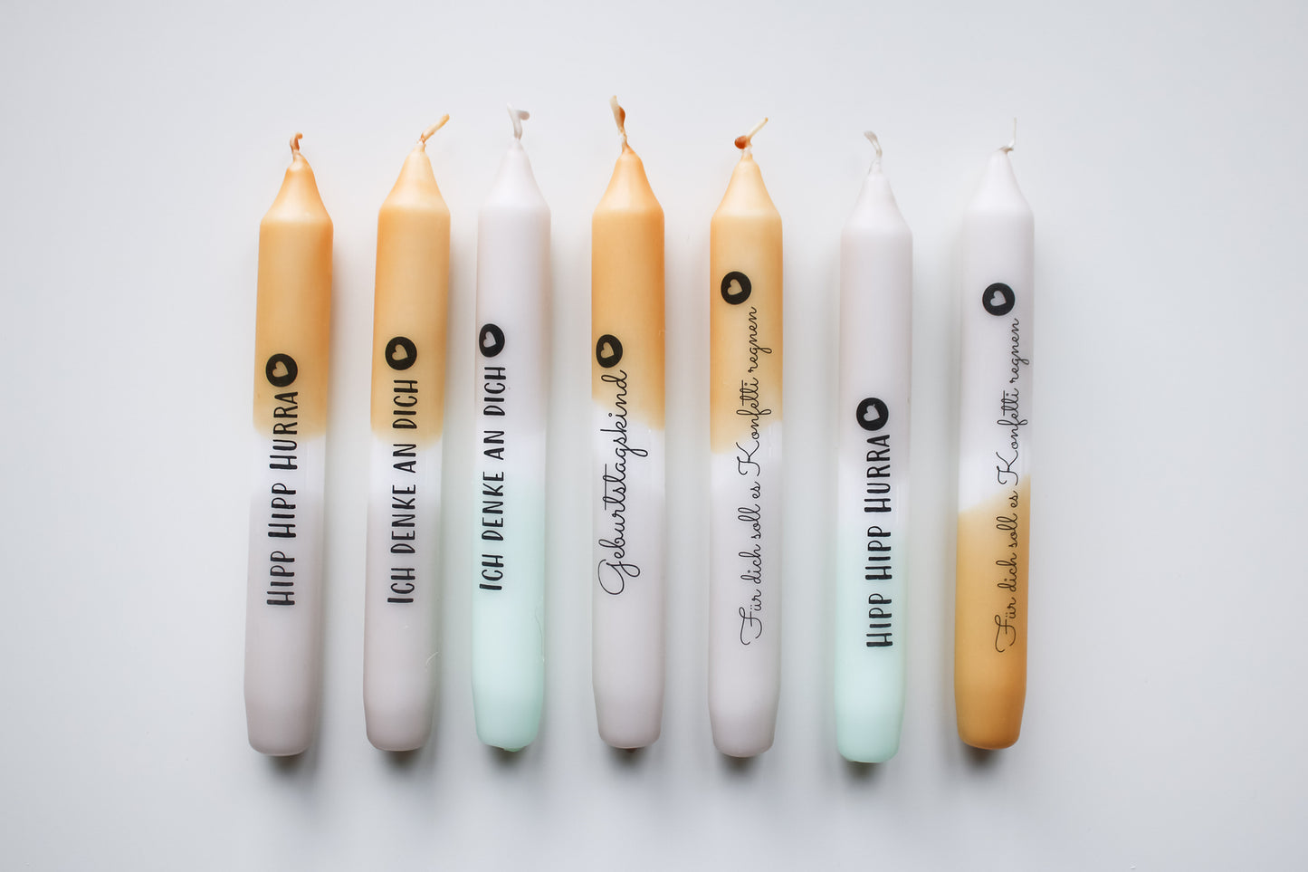 Stabkerze Dip Dye "Botschaft" (verschiedene Varianten)