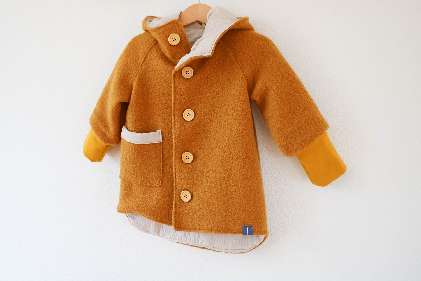 Wollwalk Jacke (Senf) mit Musselinfutter
