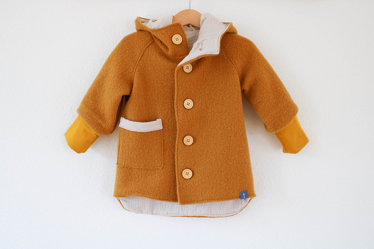 Wollwalk Jacke (Senf) mit Musselinfutter