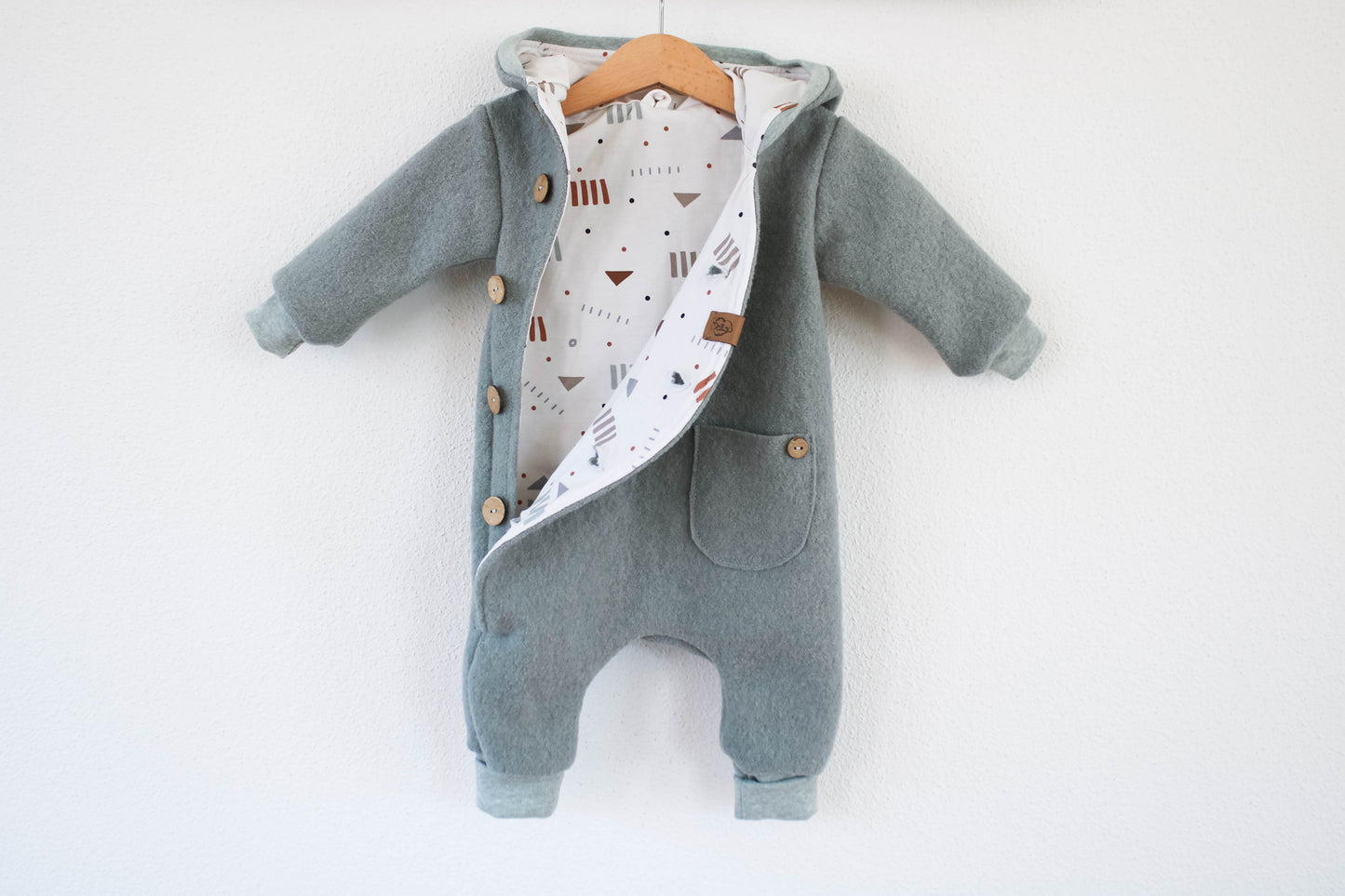 Wollwalk Overall "Geo" (Mint) mit Jerseyfutter
