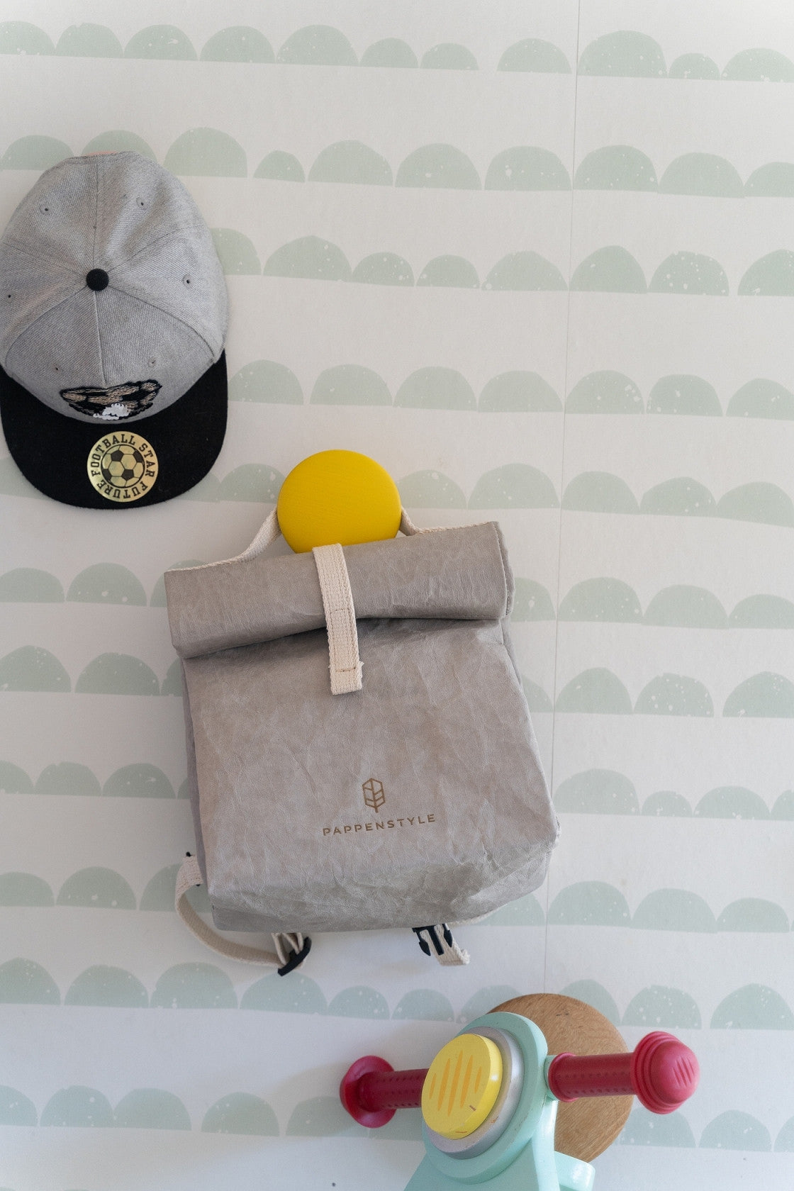 Kinderrucksack "Vio" (Caramel/Light Grey/Olive/Rose) aus Papier