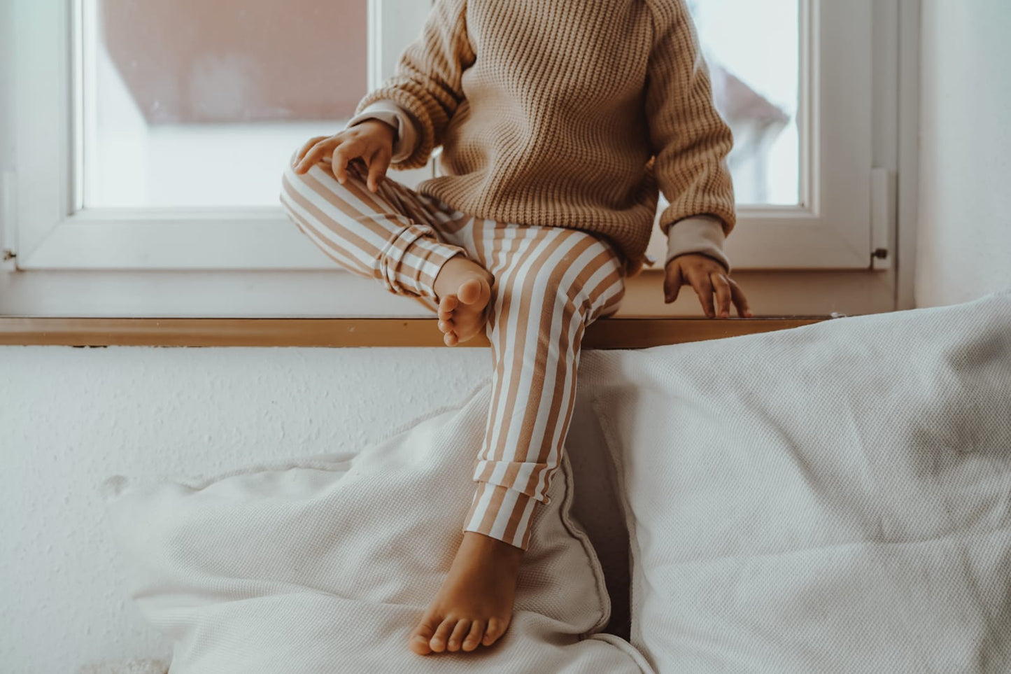 Leggings "Stripe" (Sand/Creme)