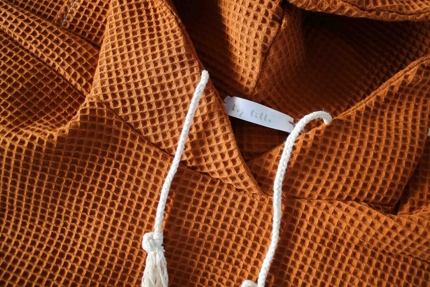 Badeponcho mit Kapuze - Baby & Kind "Waffel" (Kupferbraun)
