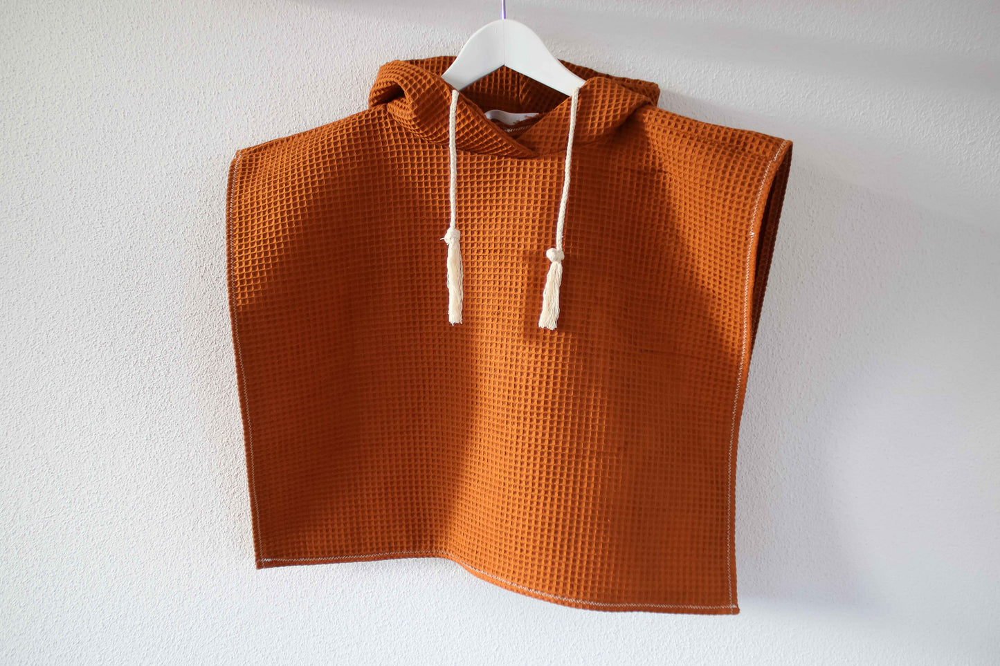 Badeponcho mit Kapuze - Baby & Kind "Waffel" (Kupferbraun)