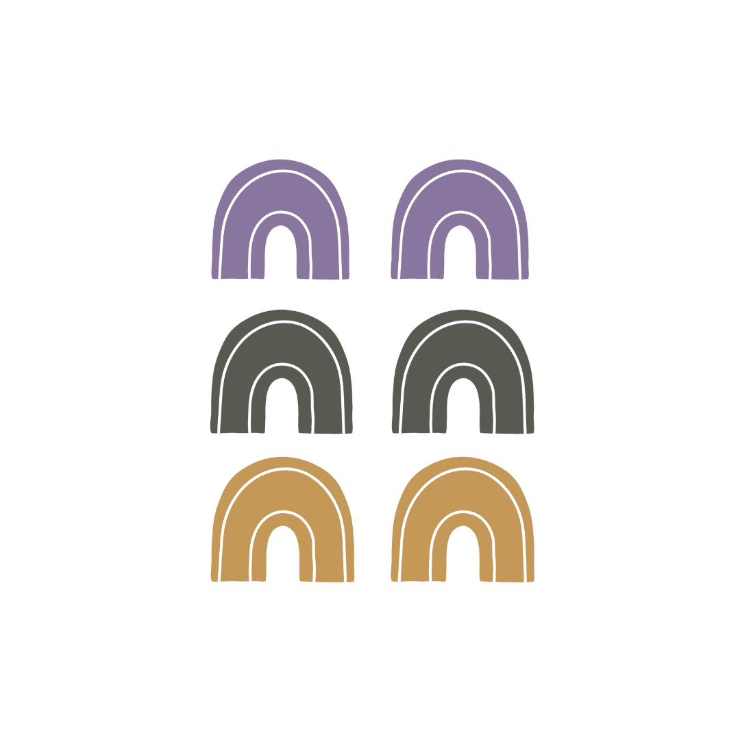 Bügelmotiv "Regenbogen"(Lavendel/Khaki/Beige) im 2er-Set
