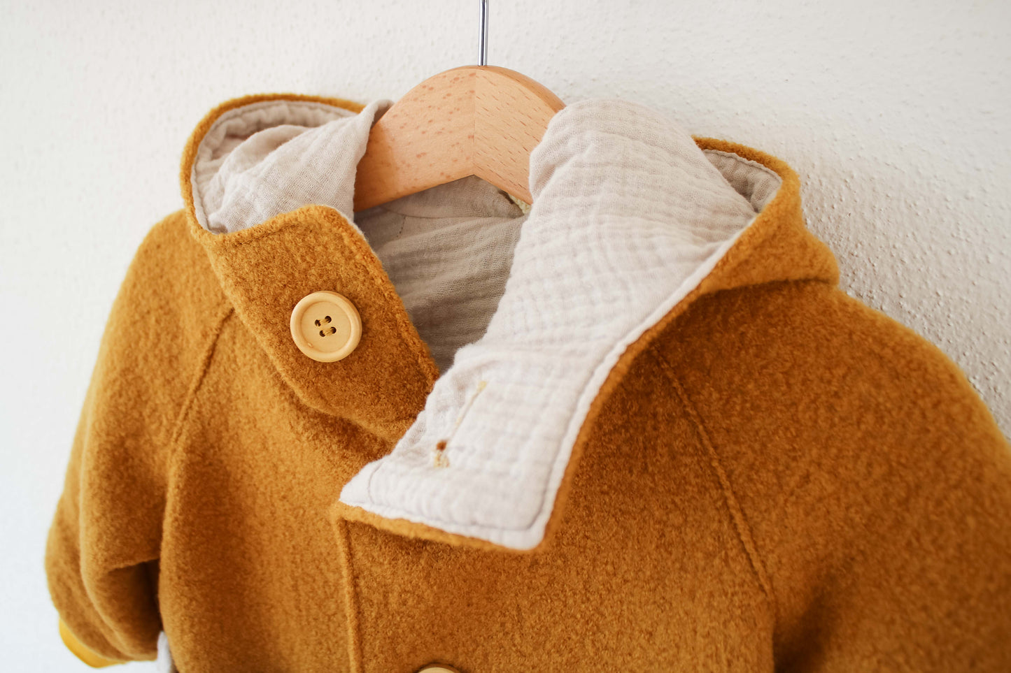 Wollwalk Jacke (Senf) mit Musselinfutter