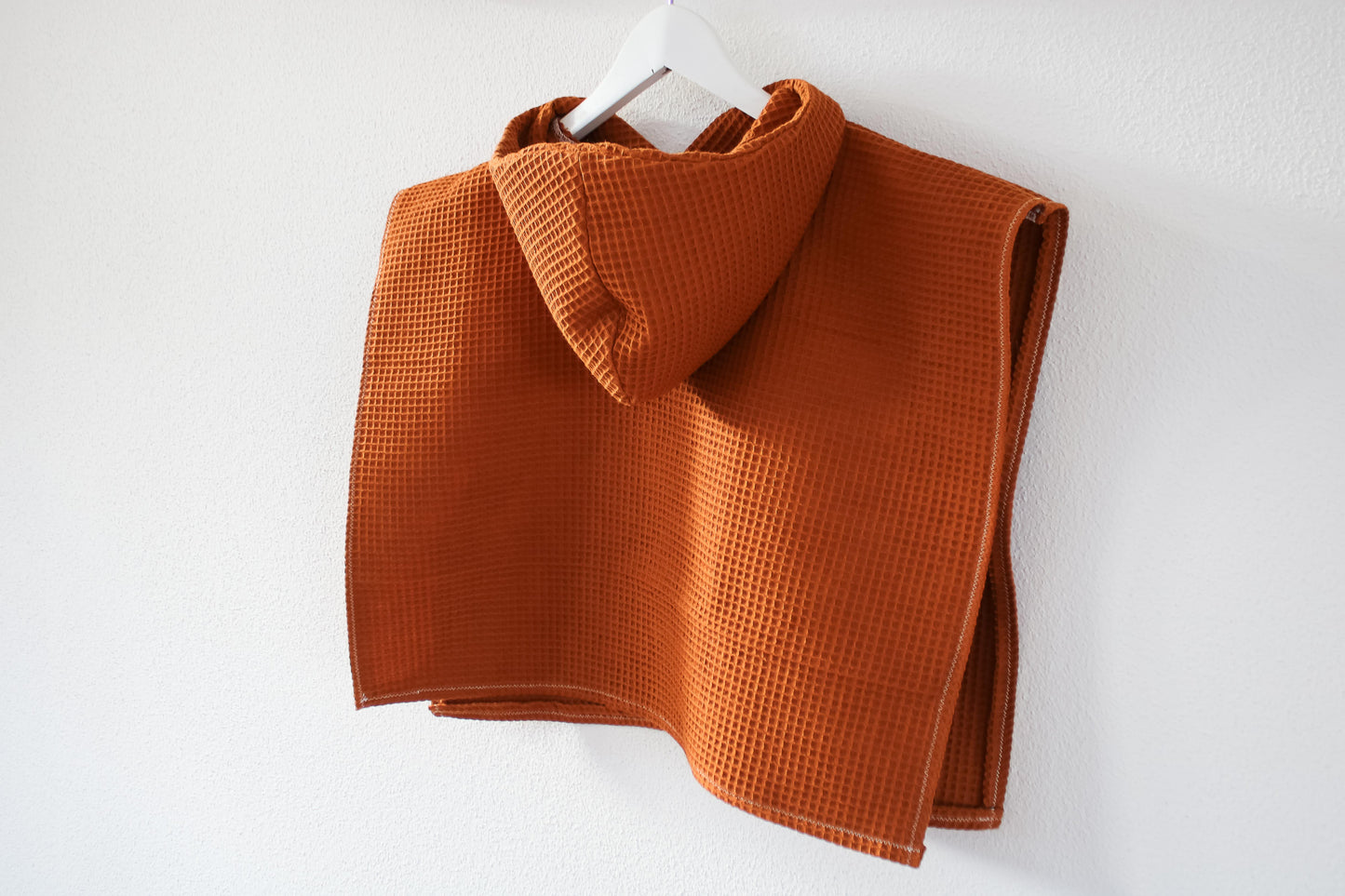 Badeponcho mit Kapuze - Baby & Kind "Waffel" (Kupferbraun)