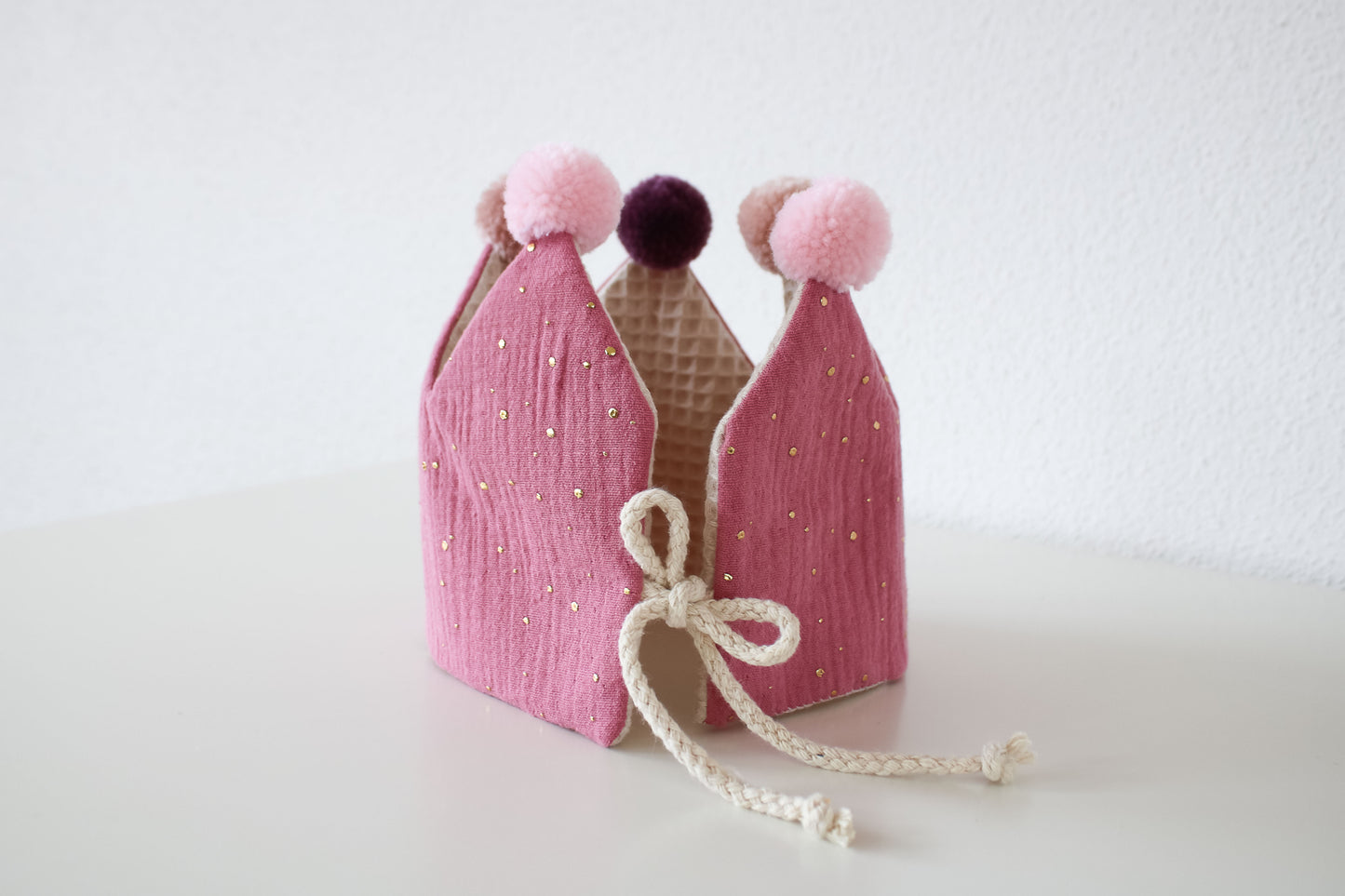 Stoffkrone zum Binden "Kinder-Geburtstag & Co" (Sand/Altrosa)