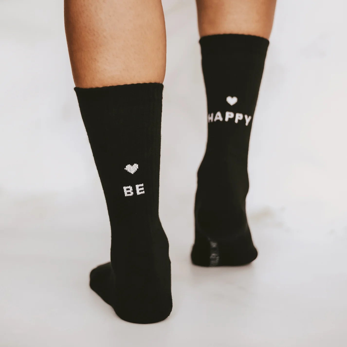 Eulenschnitt Socken "Be Happy" (Schwarz) 39-42