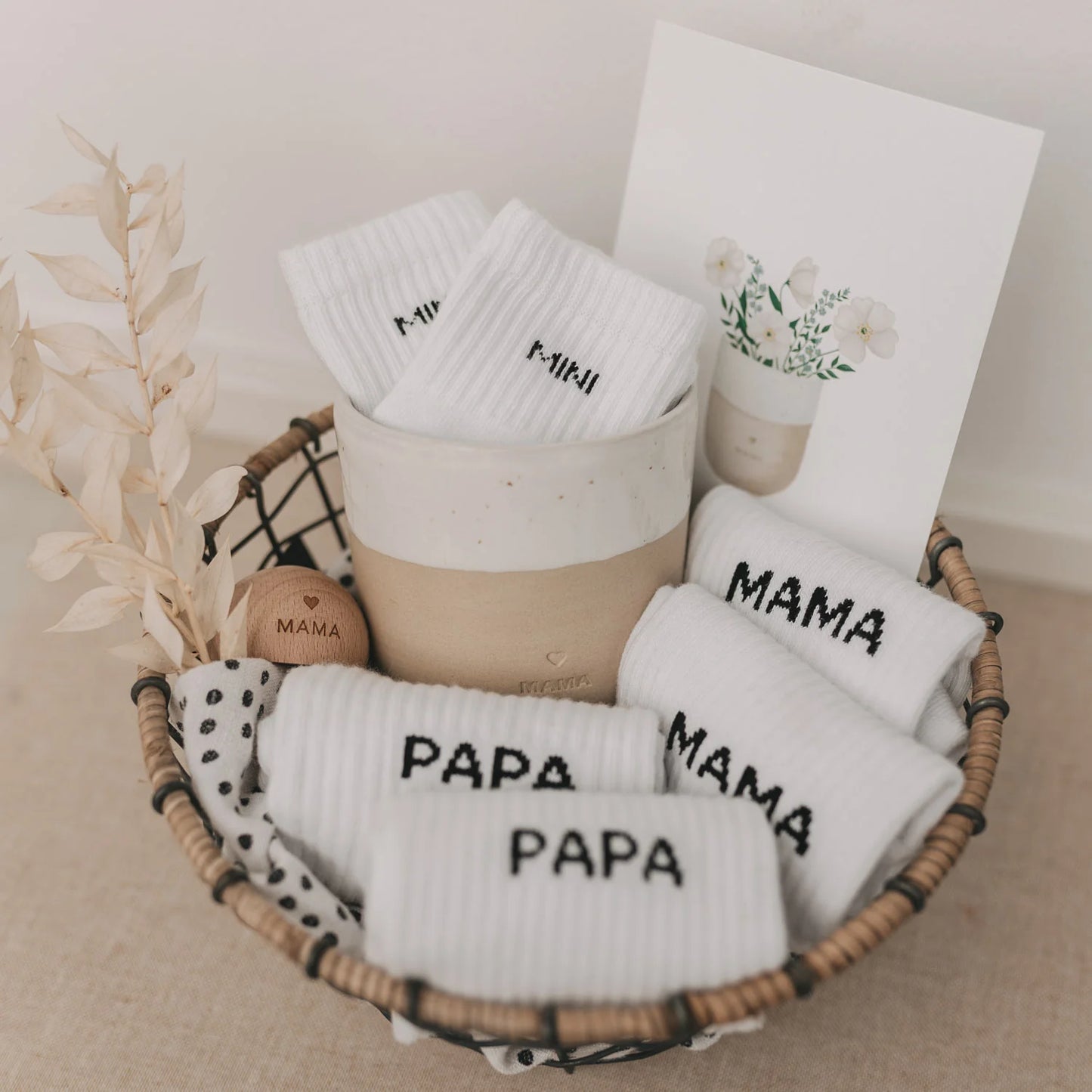 Eulenschnitt Socken "Papa" (Weiß)