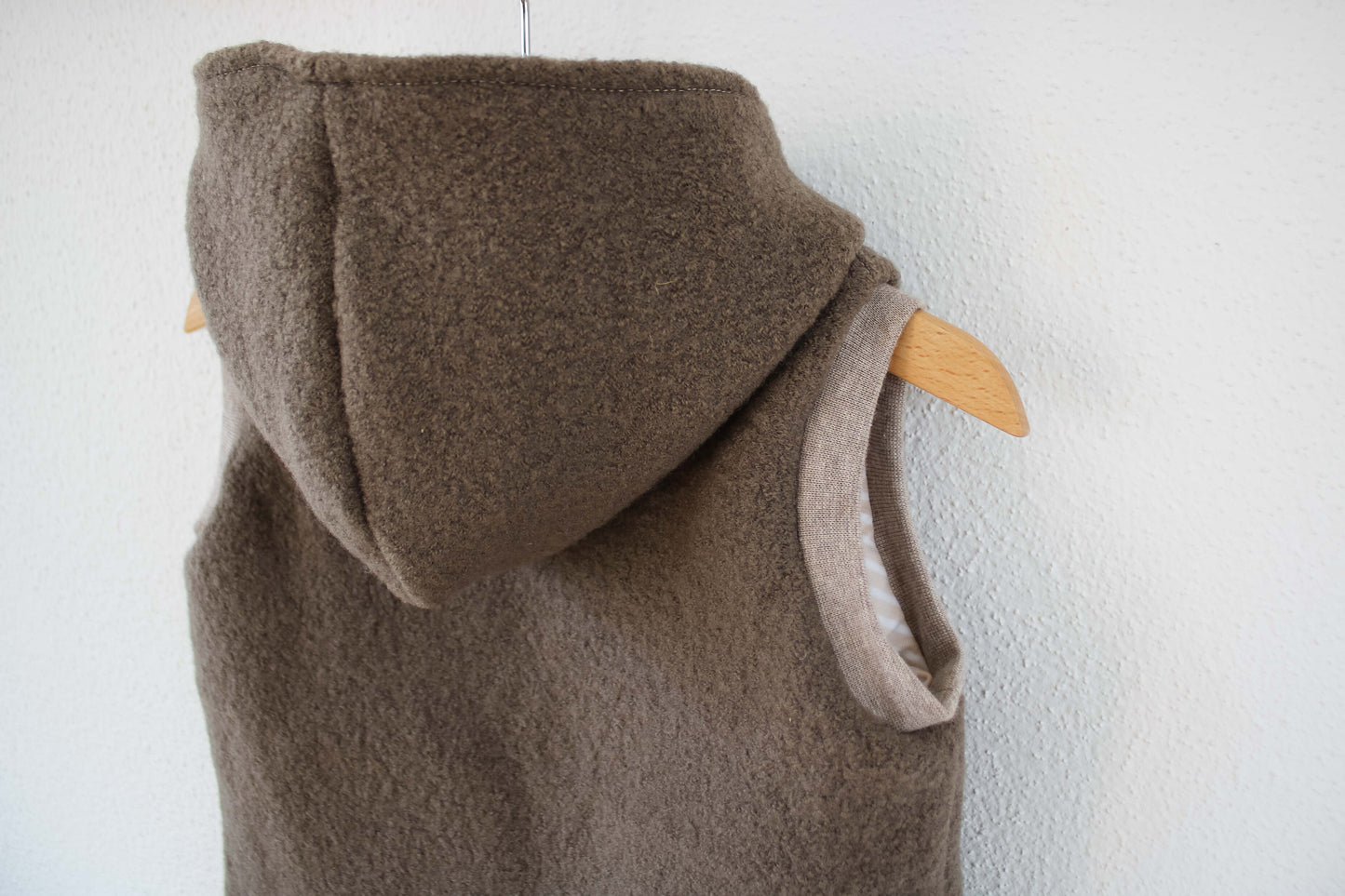 Wollwalk Weste (Taupe) mit Reißverschluss
