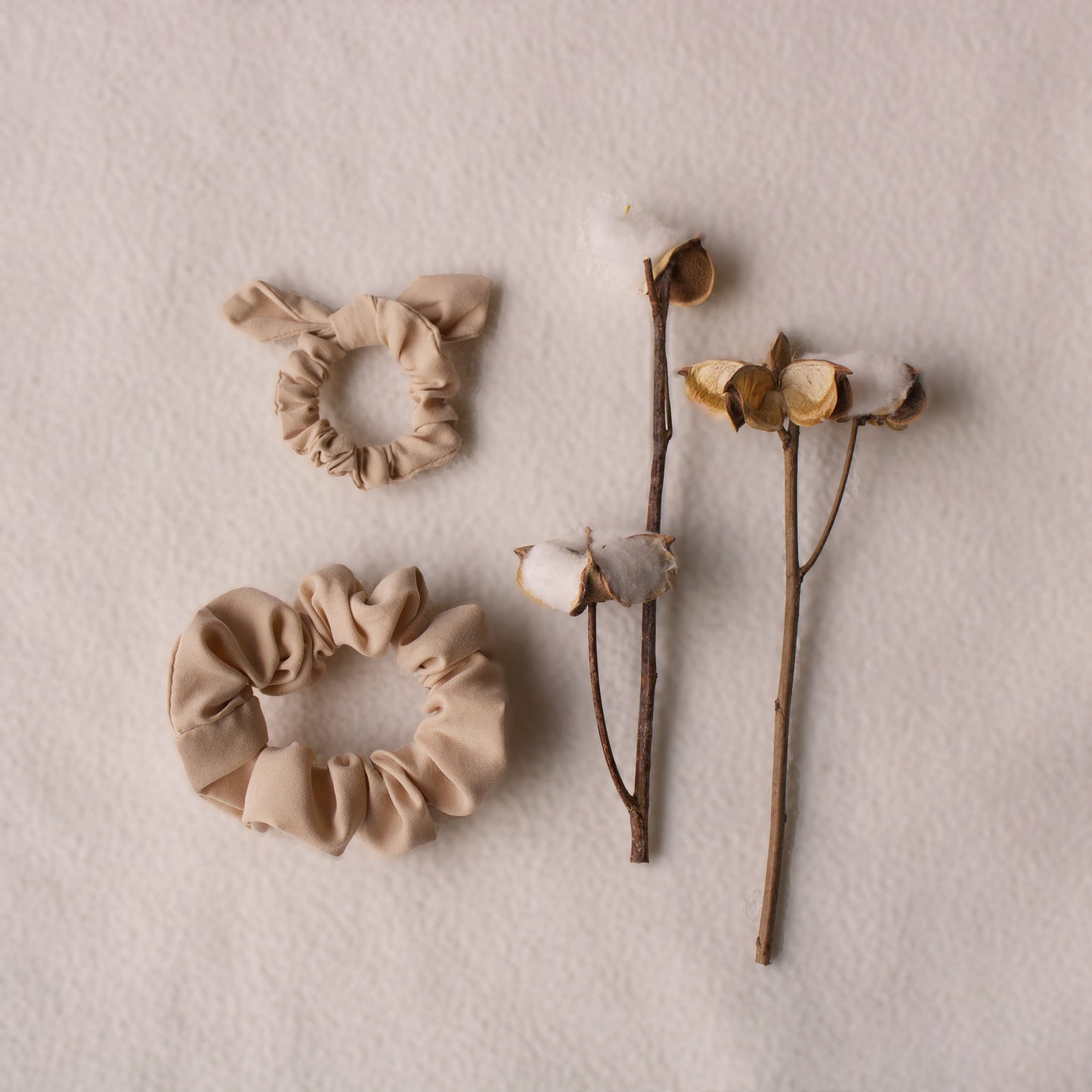 Scrunchies "Mini & Me" (Beige/Hellblau/Braun) im 2er-Set