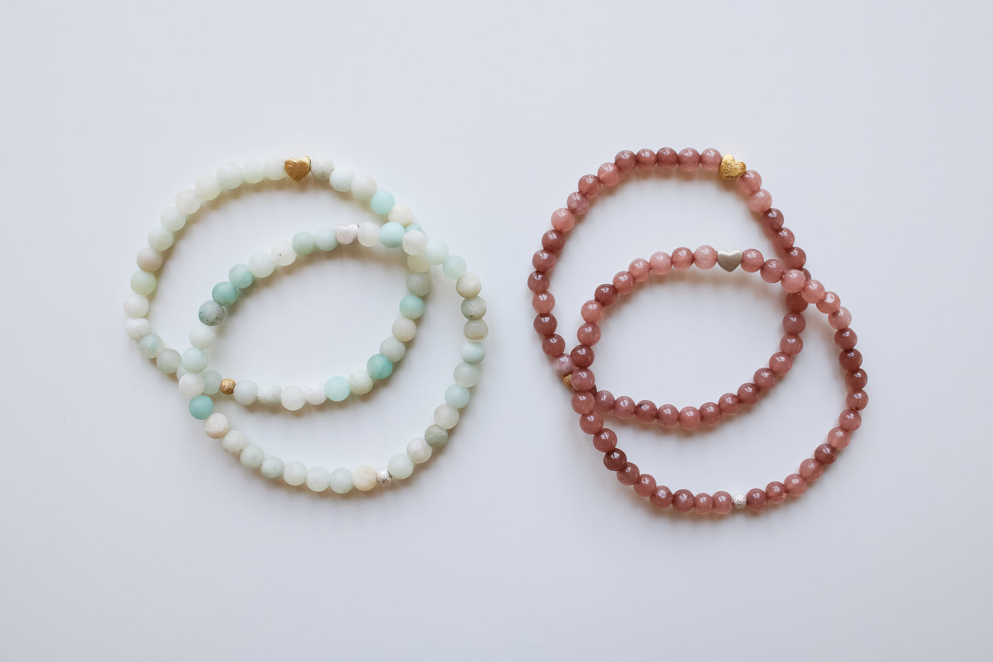 Mama-Armband "Silbernes Herz" (Weiß/Mint)