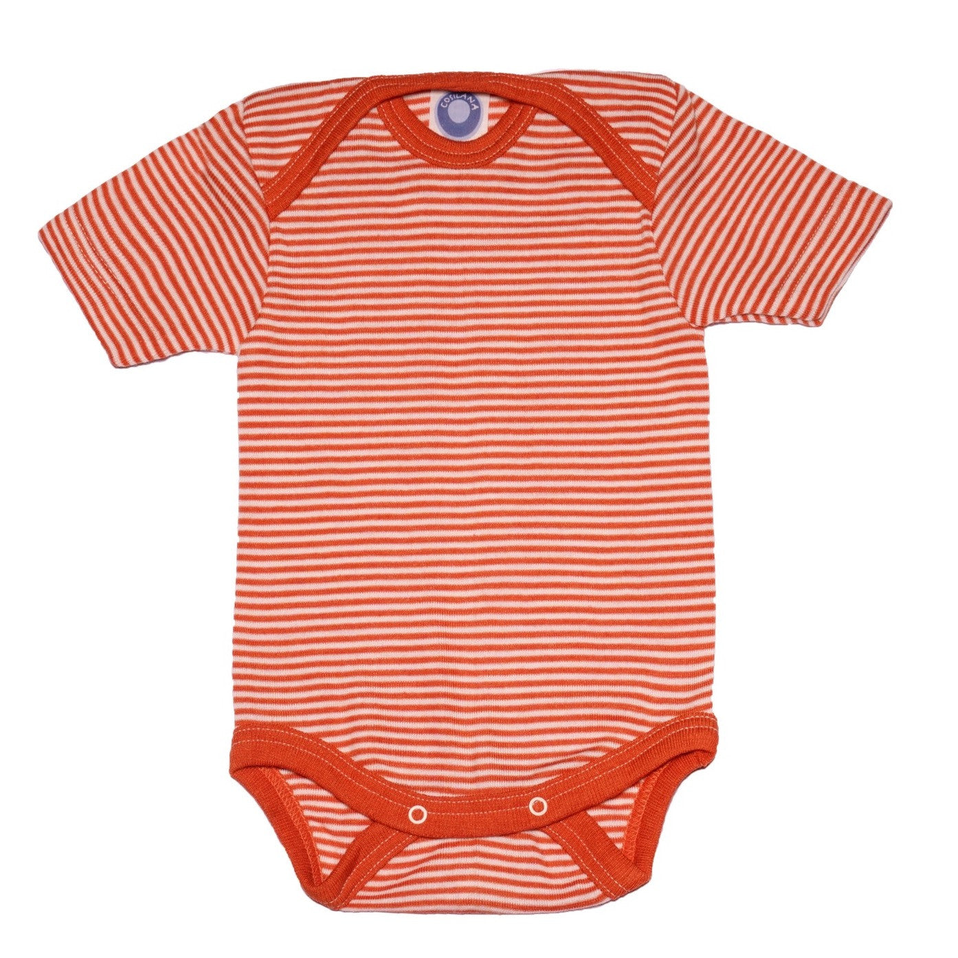 Cosilana Baby Kurzarm-Body Safran Geringelt (Wolle-Seide)