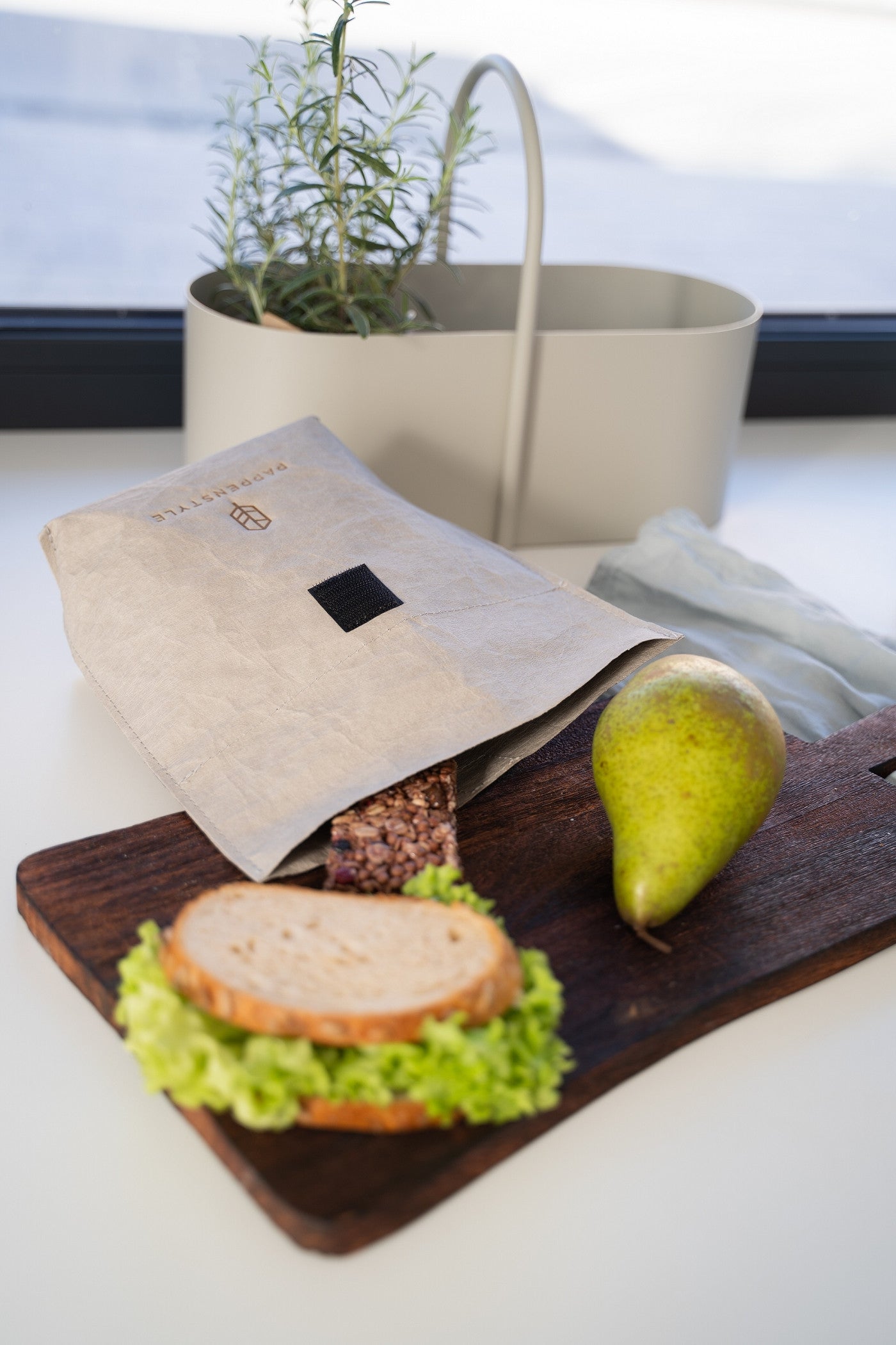 Brotzeitbeutel "Break" (Caramel/Light Grey/Rose) aus Papier