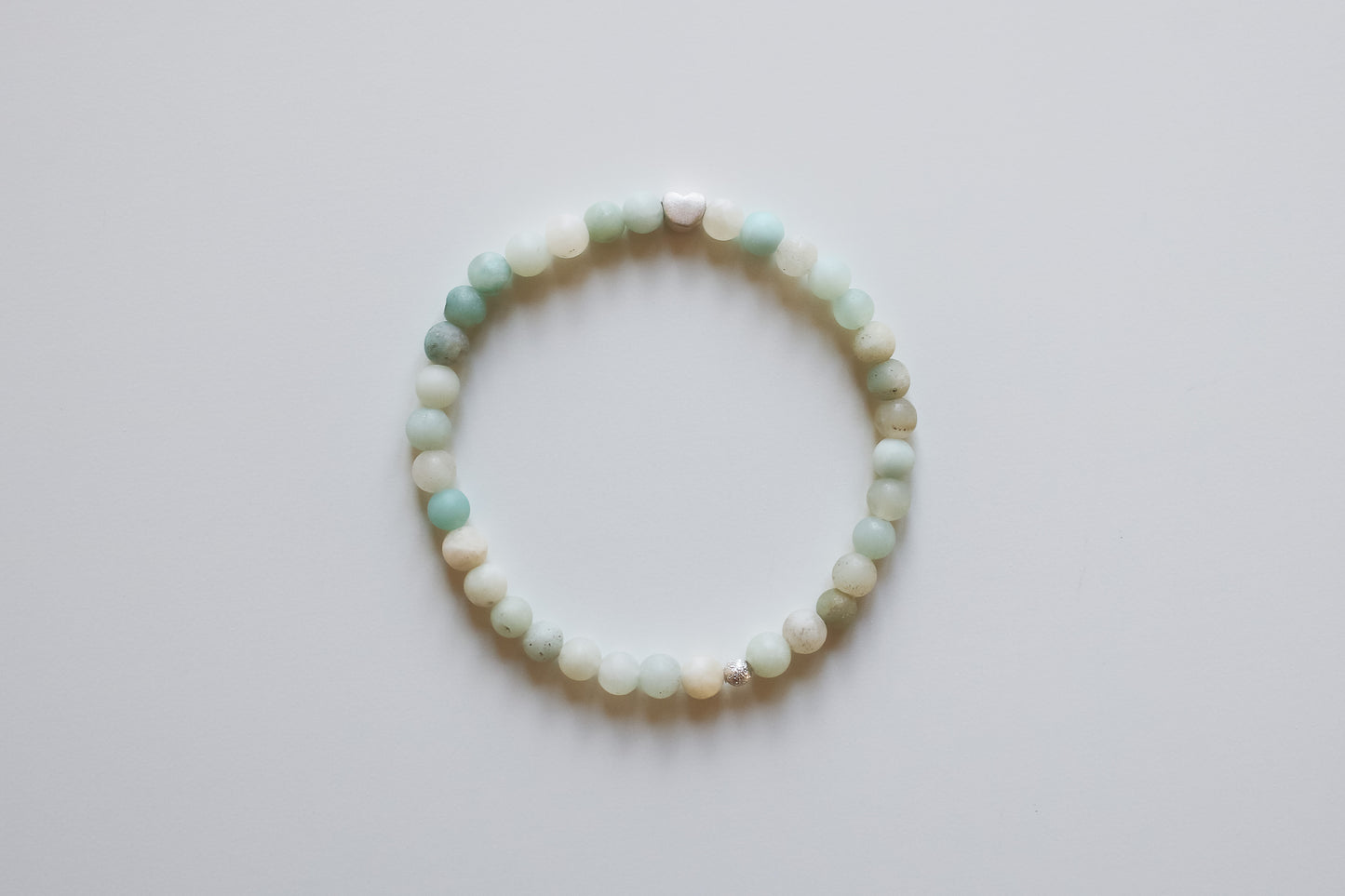 Mama-Armband "Silbernes Herz" (Weiß/Mint)