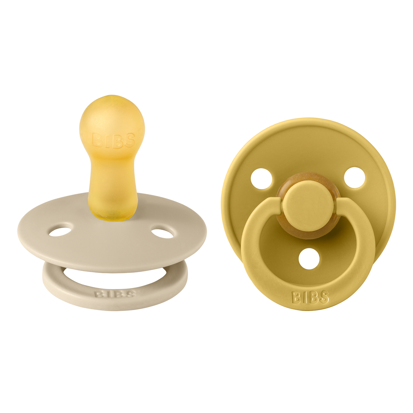 BIBS Schnuller 1 & 2 "Colour-Naturkautschuk" (Vanilla & Mustard) im Set