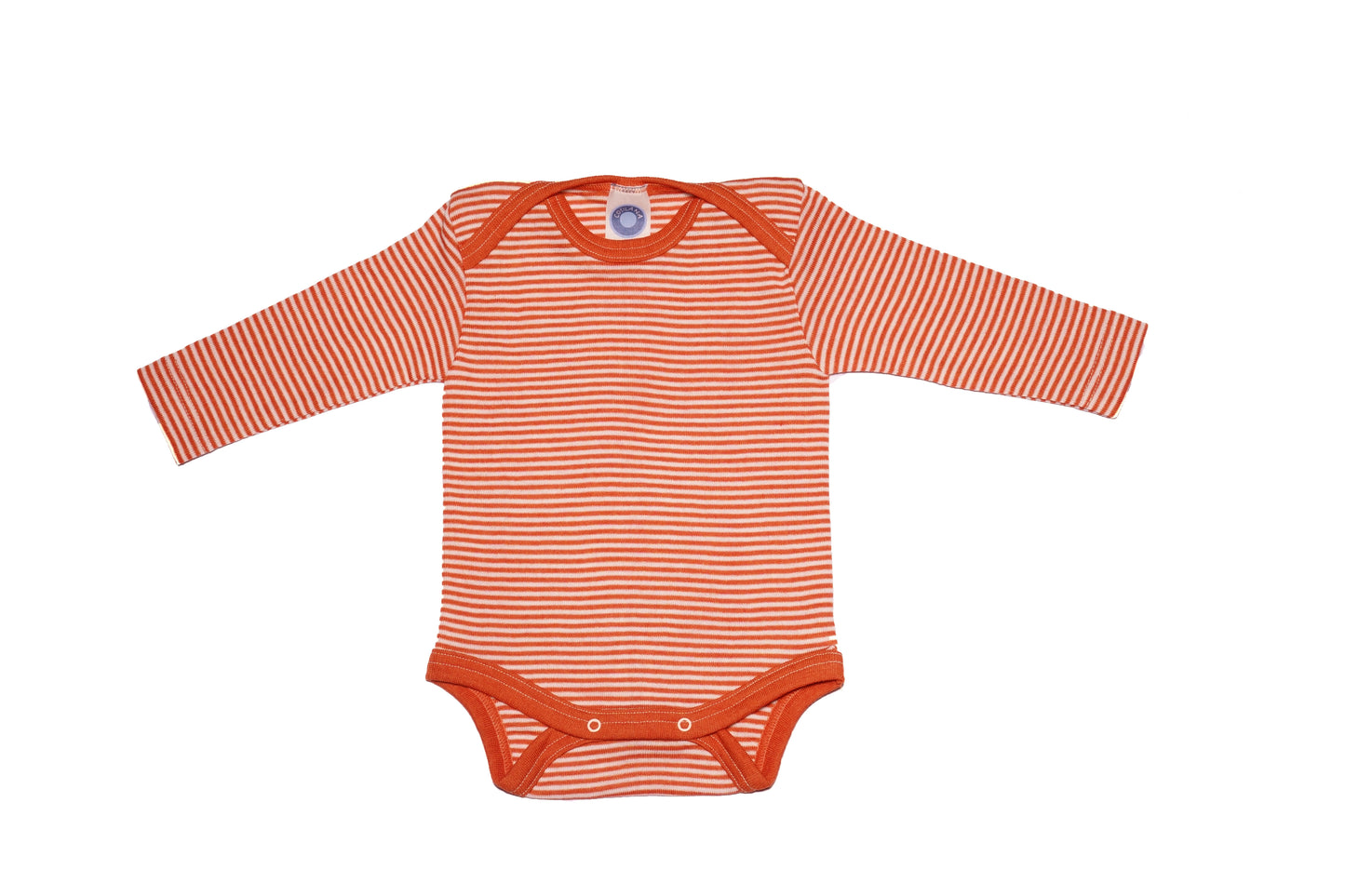 Cosilana Baby Langarm-Body Safran Geringelt (Wolle-Seide)