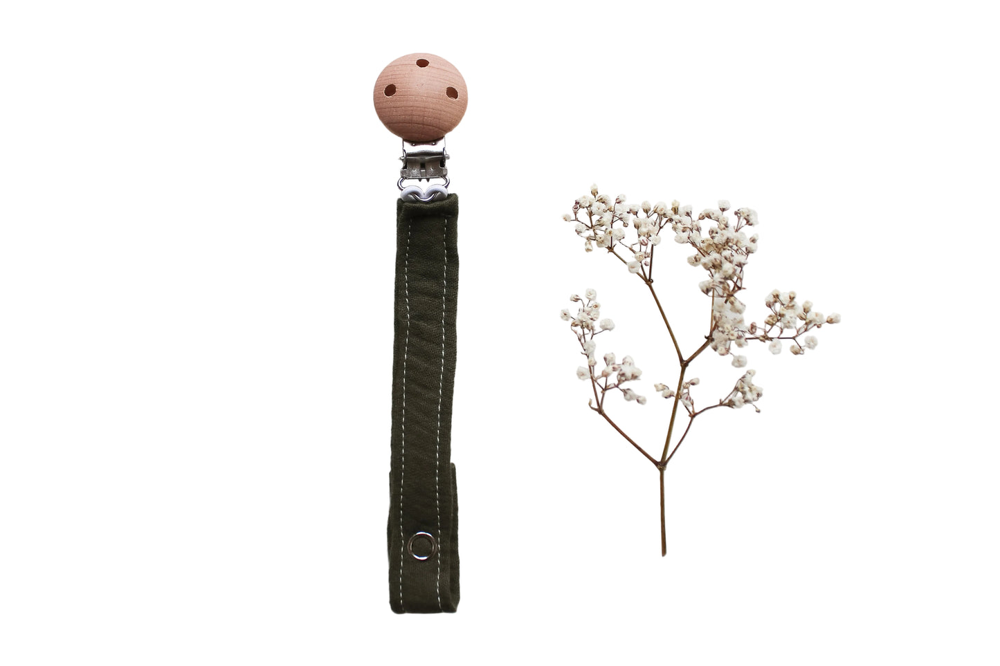 Stoffschnullerkette "Oliv"
