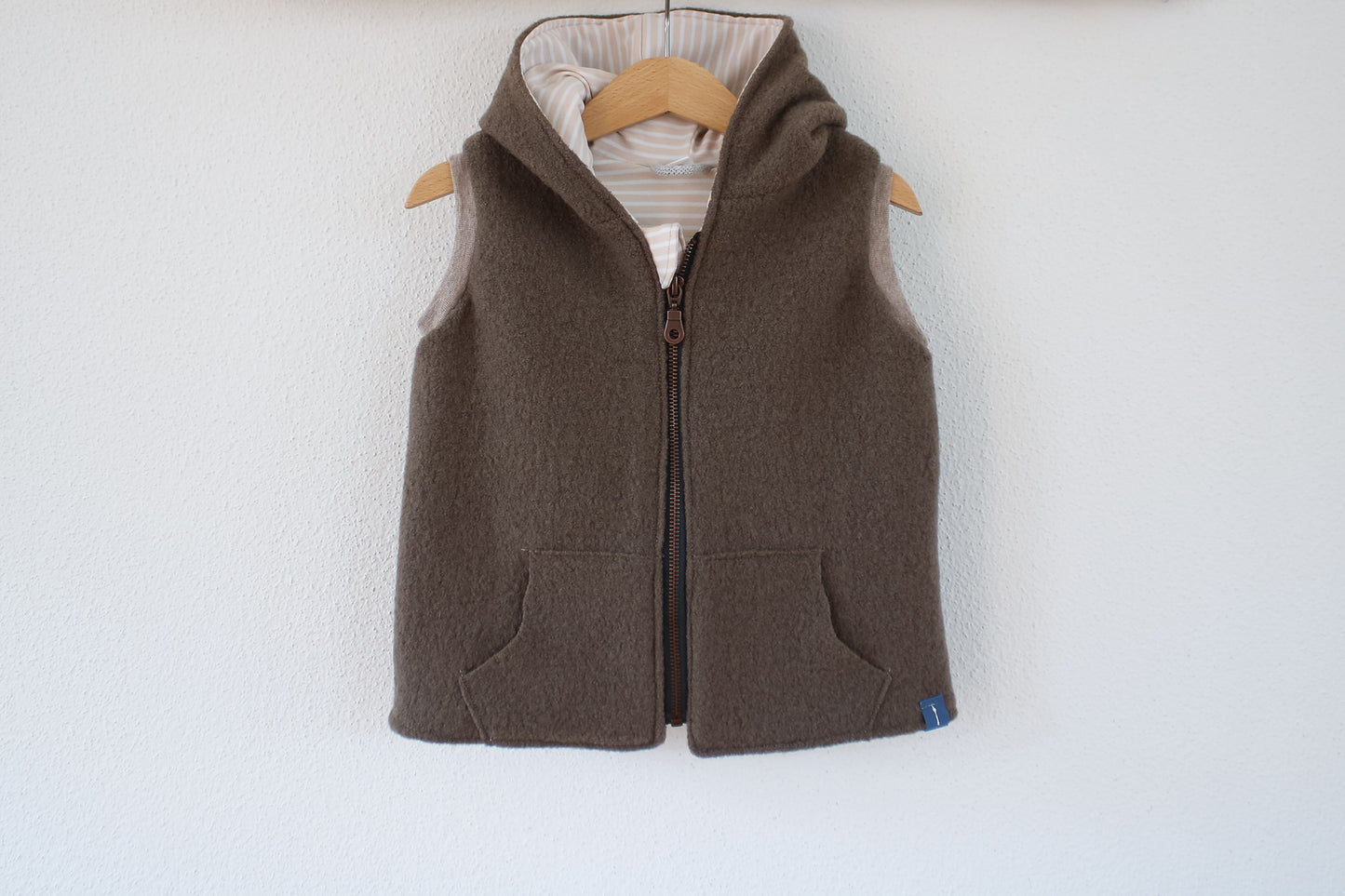Wollwalk Weste (Taupe) mit Reißverschluss
