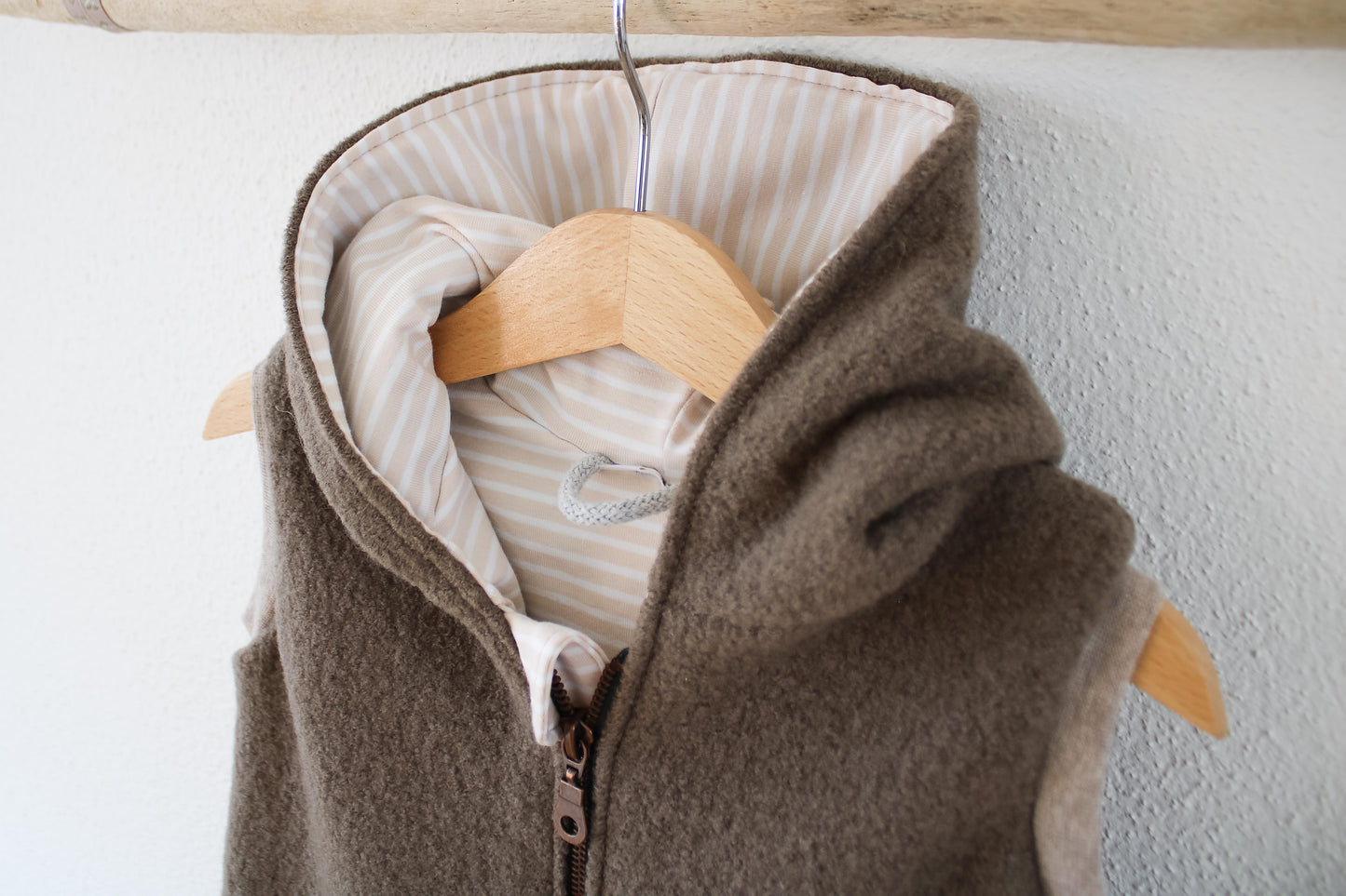 Wollwalk Weste (Taupe) mit Reißverschluss