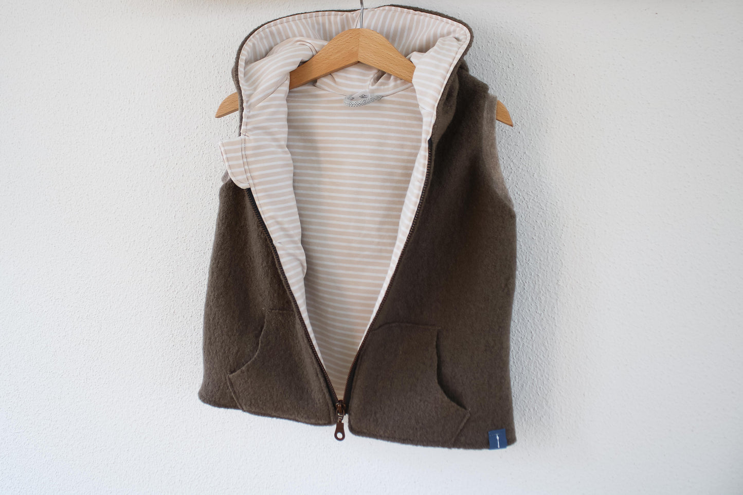 Wollwalk Weste (Taupe) mit Reißverschluss