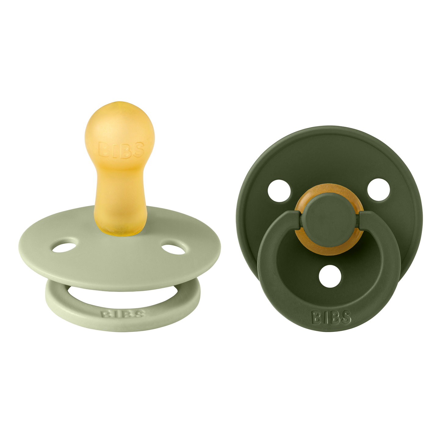 BIBS Schnuller 1 & 2 "Colour-Naturkautschuk" (Hunter Green & Sage) im Set