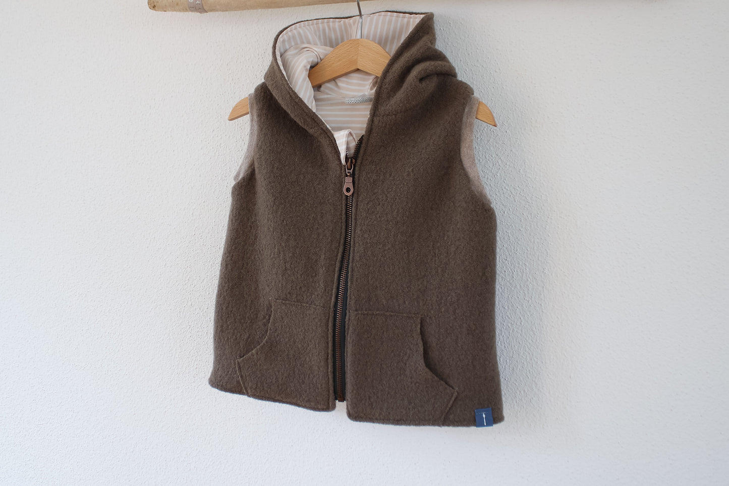 Wollwalk Weste (Taupe) mit Reißverschluss