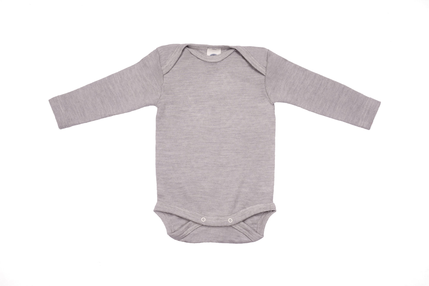 Cosilana Baby Langarm-Body Grau meliert (Wolle-Seide)