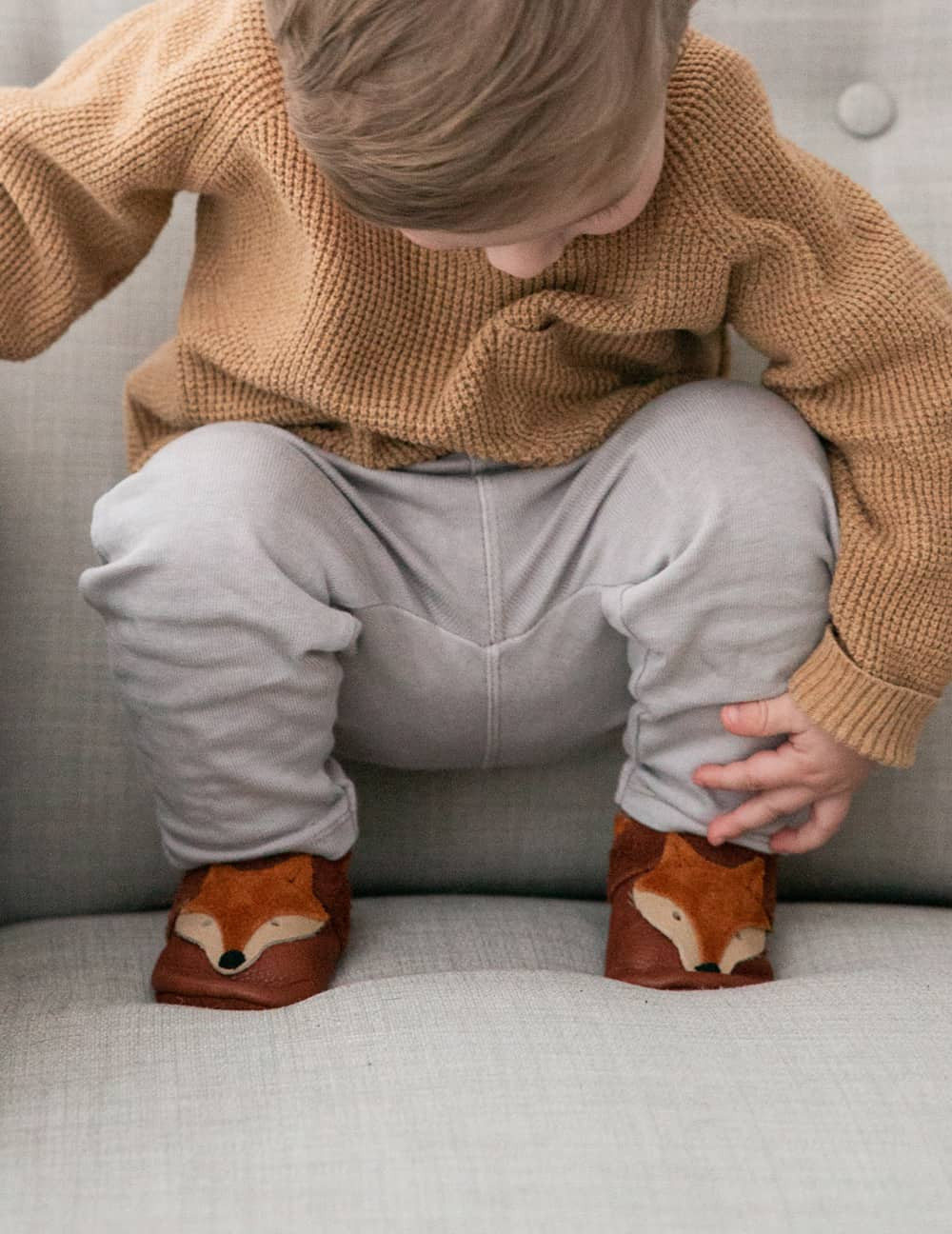 Baby & Kinder Krabbelschuhe "Fuchs" (Khaki)