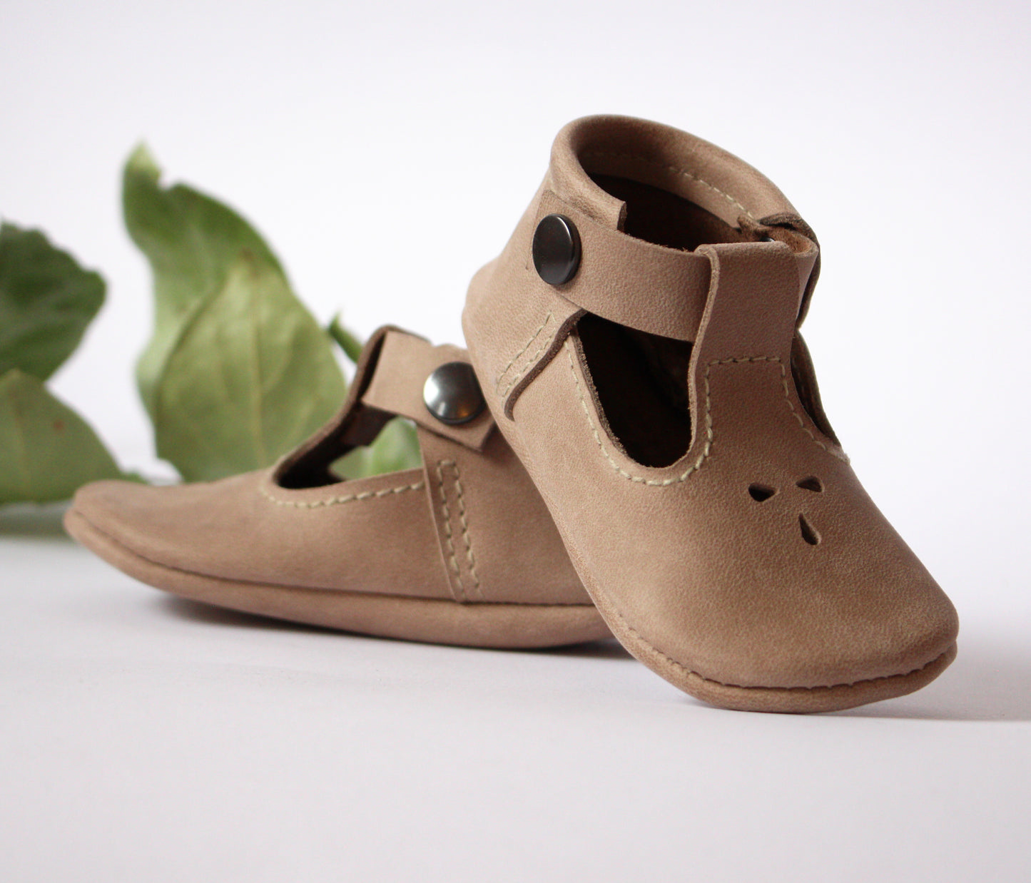 Leder Schlüpfschuh (Puder)