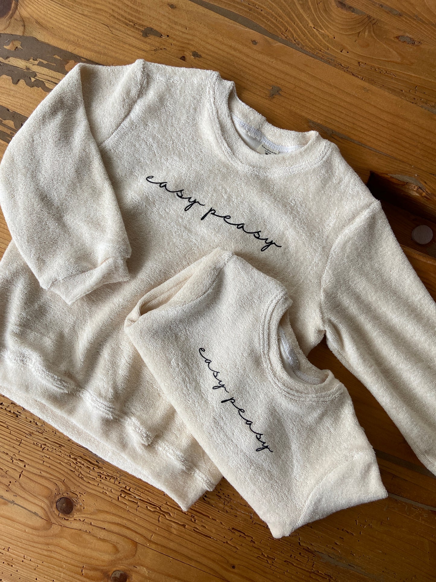 Frottee Sweater „easy peasy“ (Softwhite)