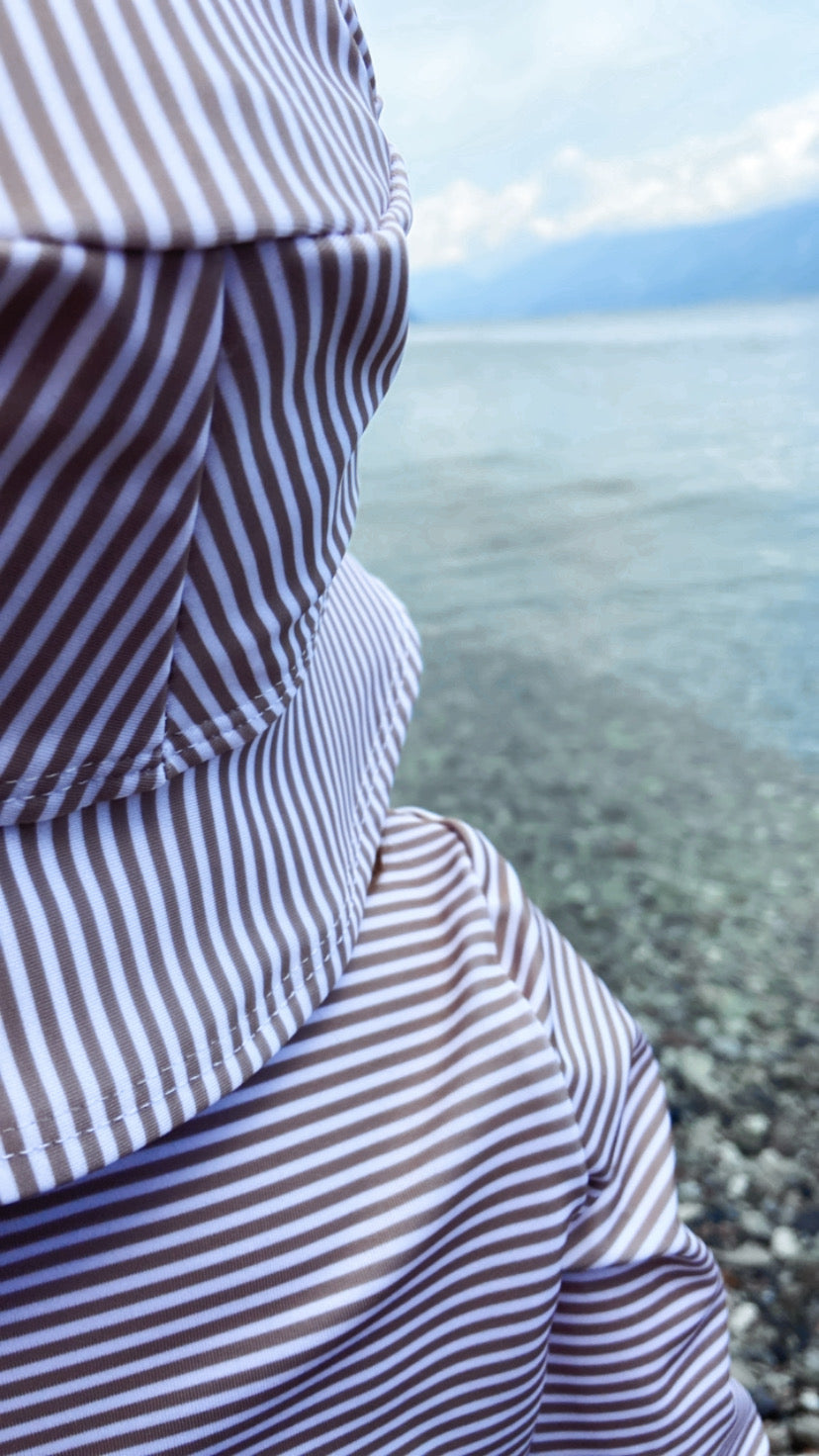 UV Shirt "Stripes" (Beige) - nachhaltige Swimwear