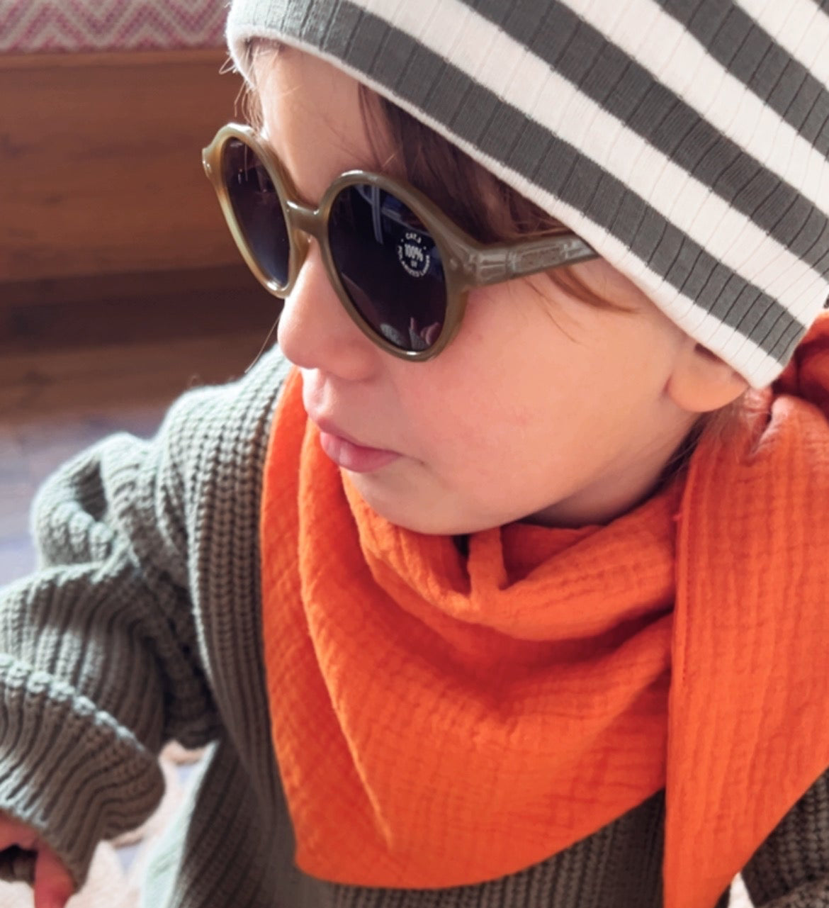 Stirnband "Stripe“ (Salbei/Weiss)