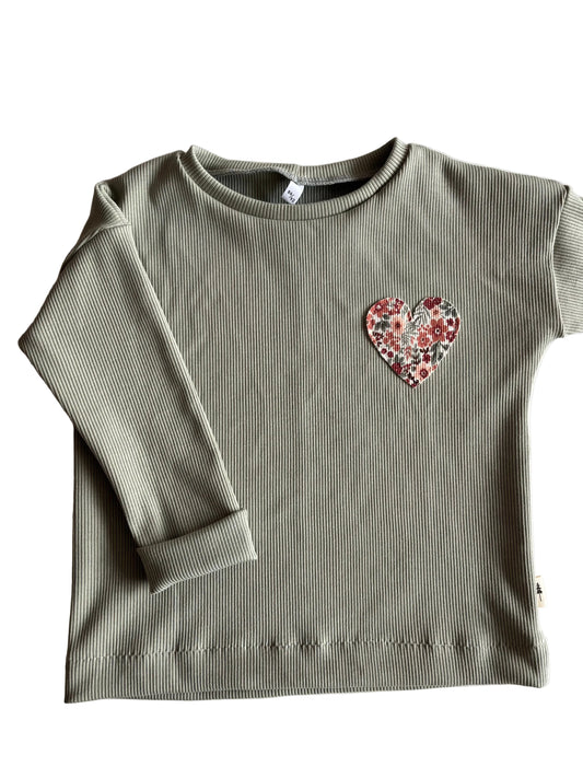 Rippshirt "Flowerheart" (Mint)