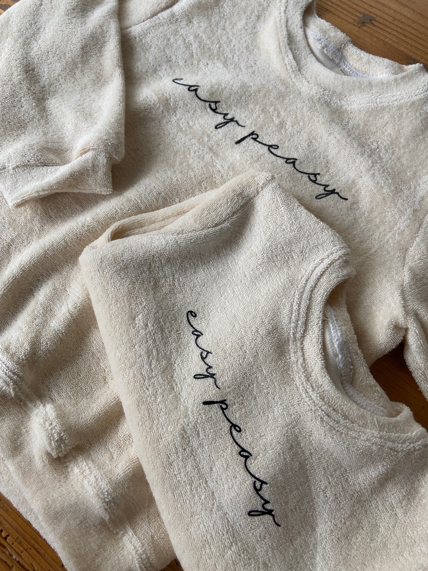 Frottee Sweater „easy peasy“ (Softwhite)