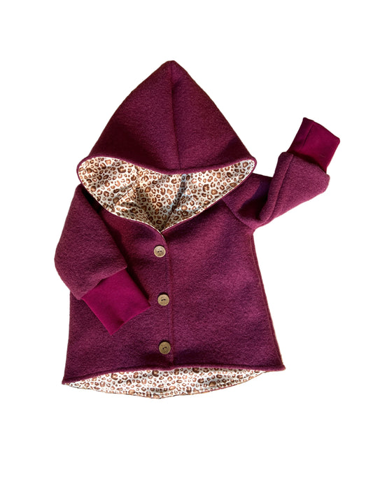 Wollwalk Jacke "Leo" (Beere) - handgemacht