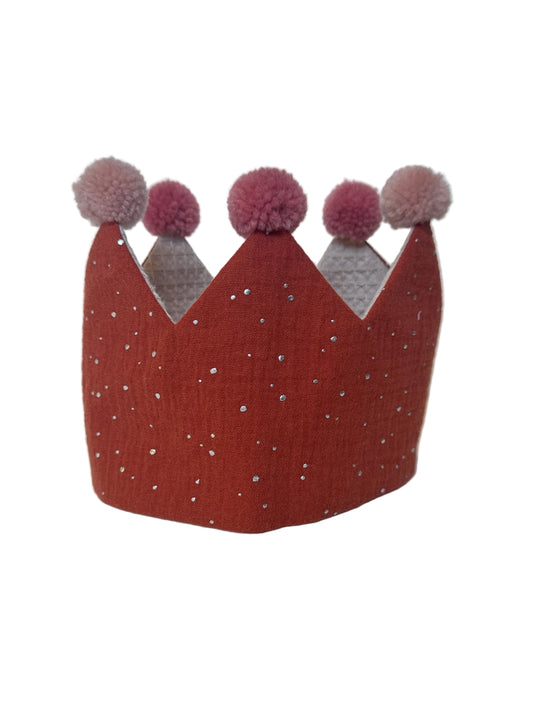 Stoffkrone zum Binden "Kinder-Geburtstag & Co" (Sand/Rost Silber)