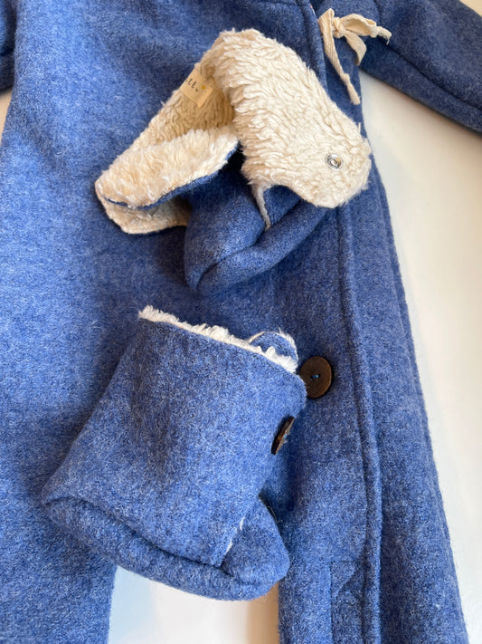 Wollwalk Schühchen "Teddy" (Blau) - handgemacht