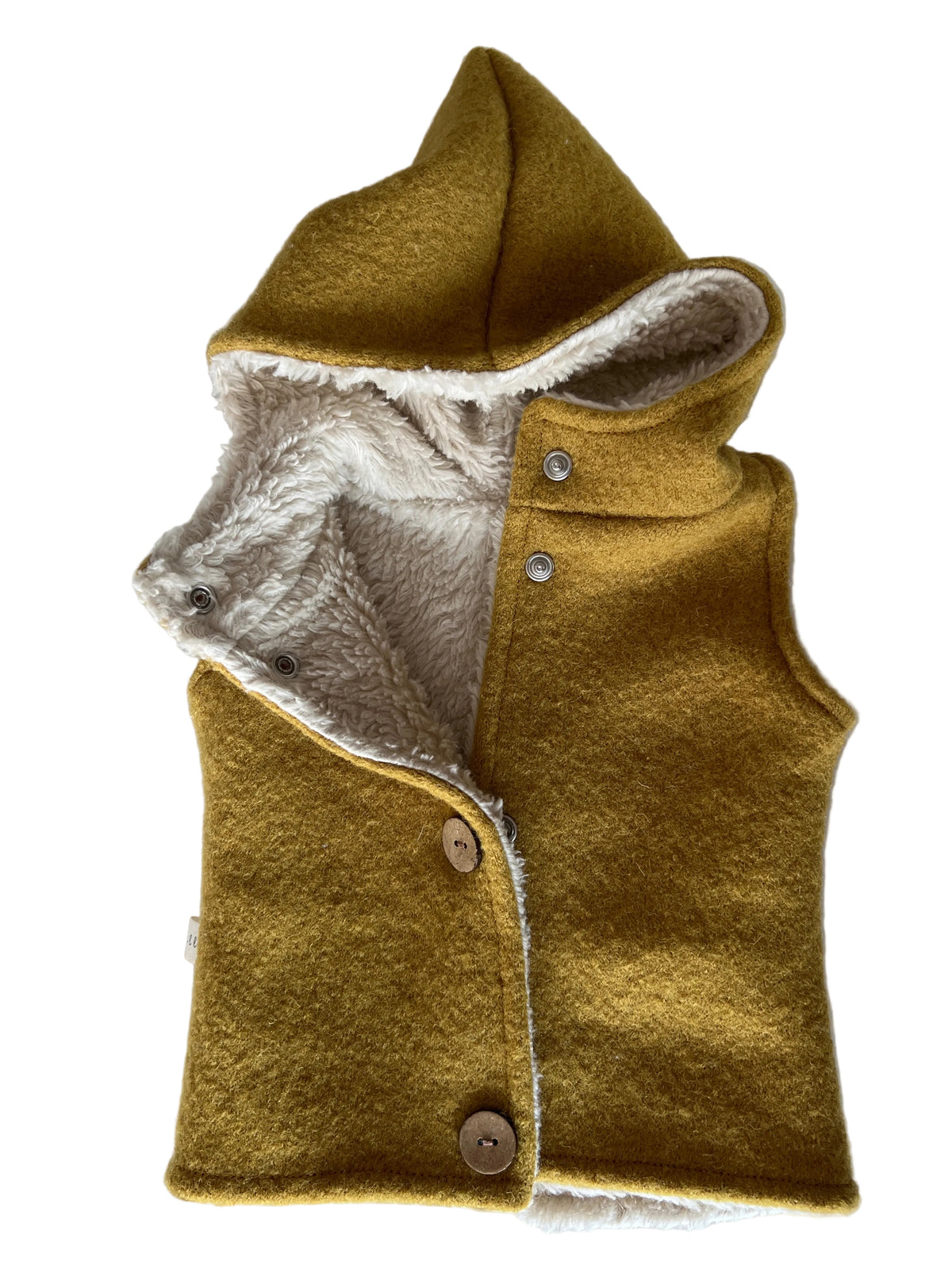 Wollwalk Weste (Senfgelb) mit Teddyfutter