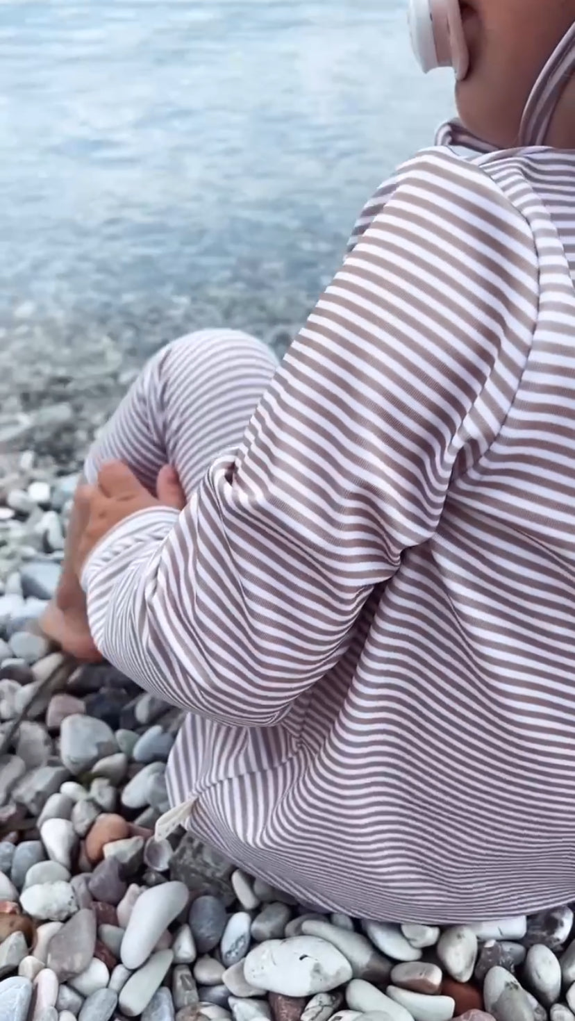 UV Longsleeve "Stripes" (Beige) - nachhaltige Swimwear