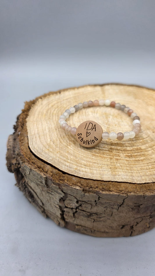 Individuelles Kids Perlen-Armband "Schulkind mit Namensgravur“