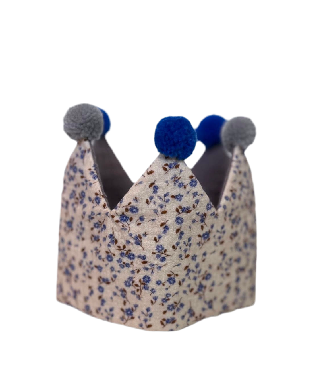 Stoffkrone zum Binden "Kinder-Geburtstag & Co" (Smokey Beige/Kornblume)