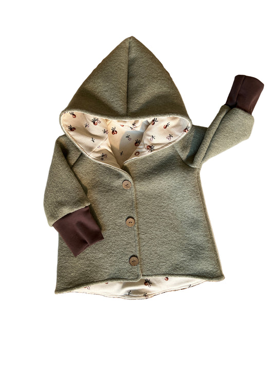 Wollwalk Jacke "Vintage Apple" (Hellgrün) - handgemacht
