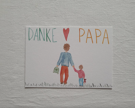 Postkarte "Danke Papa" (handgemalt)
